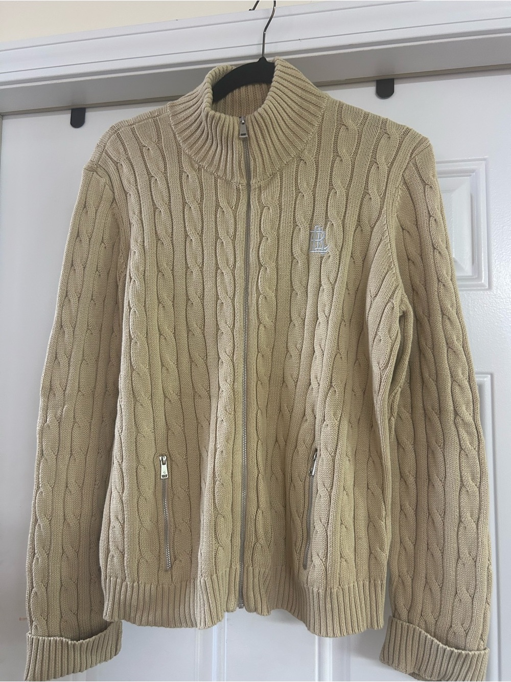 Women’s Ralph Lauren Cable Knit Full-Zip Sweater - beige
